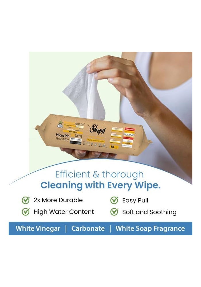 Sleepy Easy Clean Biodegradable Surface Cleaning Wipes | Clove & Cinnamon Additive | 50 Sheets | 50 Pack - Image 3